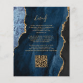 Budget Navy Blue Agate Script QR Code Hochzeit (Rückseite)