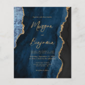 Budget Navy Blue Agate Script QR Code Hochzeit (Vorderseite)