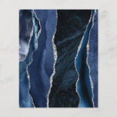 Budget Navy Blue Agate Silver Wedding Einladung (Rückseite)