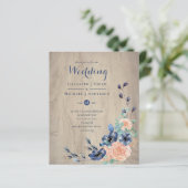 Budget Navy Blue and Coral Wedding Woodland (Stehend Vorderseite)