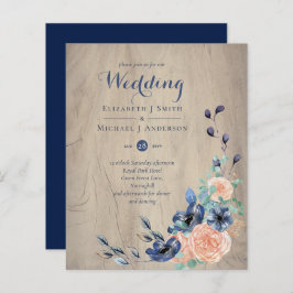 Budget Navy Blue and Coral Wedding Woodland