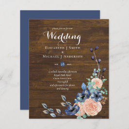 Budget Navy Blue and Coral Wedding Woodland