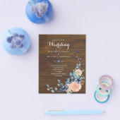 Budget Navy Blue and Coral Wedding Woodland Flyer (Einzeln)