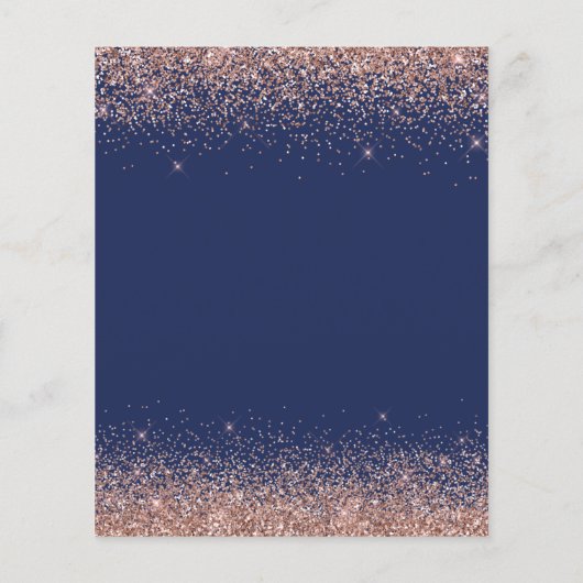Budget Navy Blue Birthday Rose Gold Pink Glitzer Flyer (Hinten)