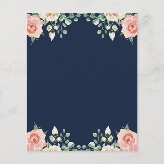 Budget Navy Blue, Blassrosa Blumenblume Flyer (Rückseite)