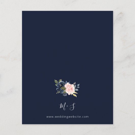 Budget Navy Blue & Blush Pink Blues Hochzeitsfall Flyer (Hinten)