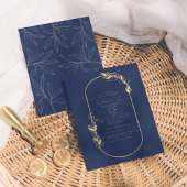 Budget Navy Blue Botanical Gold Frame Hochzeit