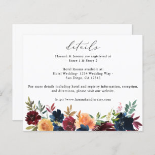 Budget Navy Blue, Burgund & Peach Floral Details