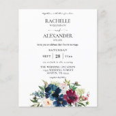 Budget Navy Blue, Burgund & White Floral Wedding (Vorderseite)