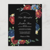 Budget Navy Blue Burgundy Red Wedding Einladung (Vorderseite)