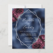 Budget Navy Blue Burgundy Silver Floral Wedding (Vorderseite)