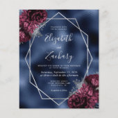 Budget Navy Blue Burgundy Silver Floral Wedding (Vorderseite)