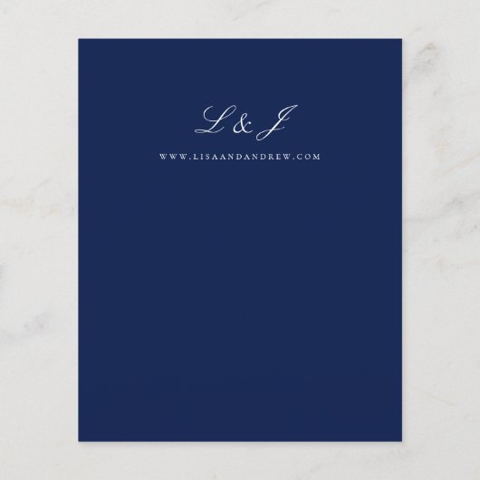 Budget Navy Blue Calligraphy Wedding Flyer (Hinten)