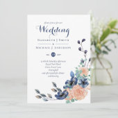 Budget Navy Blue Coral Floral Wedites (Stehend Vorderseite)