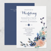 Budget Navy Blue Coral Floral Wedites (Vorne/Hinten)