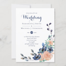 Budget Navy Blue Coral Floral Wedites