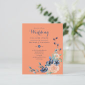 Budget Navy Blue Coral Floral Wedites (Stehend Vorderseite)