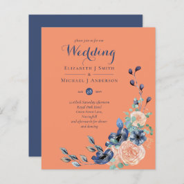Budget Navy Blue Coral Floral Wedites