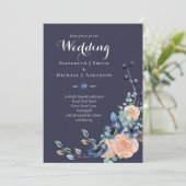 Budget Navy Blue Coral Floral Wedites (Stehend Vorderseite)