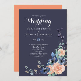 Budget Navy Blue Coral Floral Wedites