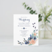 Budget Navy Blue Coral Floral Wedites (Stehend Vorderseite)