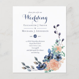 Budget Navy Blue Coral Floral Wedites