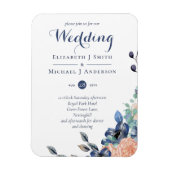 Budget Navy Blue Coral Floral Wedites Magnet (Vertikal)