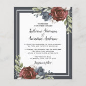 Budget Navy Blue Dark Moody Floral Wedding Flyer (Vorderseite)