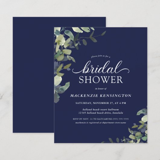 Budget Navy Blue Eucalyptus Brautparty (Vorne/Hinten)