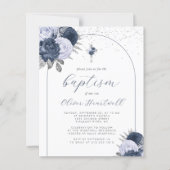 Budget Navy Blue Floral Arch Cross Boys Taufe (Vorderseite)