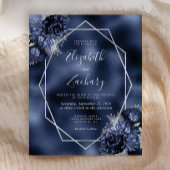 Budget Navy Blue Floral Silver Frame Foil Hochzeit