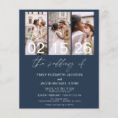 Budget Navy Blue Foto Hochzeit Einladung (Vorderseite)