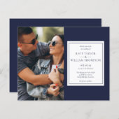Budget Navy Blue Foto Hochzeit Einladung (Vorne/Hinten)