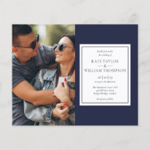 Budget Navy Blue Foto Hochzeit Einladung