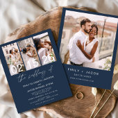 Budget Navy Blue Foto Hochzeit Einladung