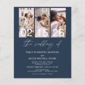 Budget Navy Blue Foto QR Code Hochzeit Einladung (Vorderseite)