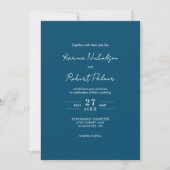 Budget Navy Blue Foto QR Code UAWG Wedding Einladung (Vorderseite)