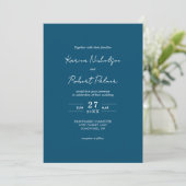 Budget Navy Blue Foto QR Code UAWG Wedding Einladung (Stehend Vorderseite)