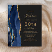 Budget Navy Blue Gold Agate Dark 50. Geburtstag