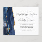 Budget Navy Blue Gold Agate Einladung Hochzeit (Vorderseite)