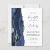 Budget Navy Blue Gold Agate Einladung Hochzeit (Vorderseite)
