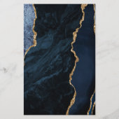 Budget Navy Blue Gold Agate Marmor Hochzeit (Rückseite)
