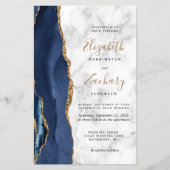 Budget Navy Blue Gold Agate Marmor Hochzeit (Vorderseite)
