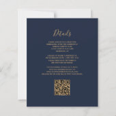 Budget Navy Blue Gold Agate QR Code Hochzeit einla (Rückseite)