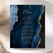 Budget Navy Blue Gold Agate Wedding Menü