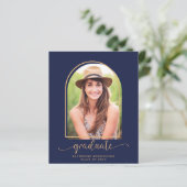 Budget Navy Blue Gold Arch Foto Abschluss (Stehend Vorderseite)
