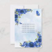 Budget Navy Blue Gold Floral Princess Quinceañera Mitteilungskarte (Rückseite)