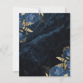 Budget Navy Blue Gold Floral Wedite Einladung (Rückseite)