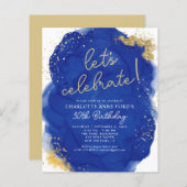 Budget Navy Blue Gold Glitzer Alkohol Tinte Geburt (Vorne/Hinten)