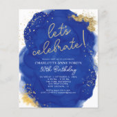 Budget Navy Blue Gold Glitzer Alkohol Tinte Geburt (Vorderseite)